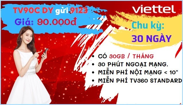 Đăng ký gói cước TV90C Viettel chỉ 90K nhận trọn ưu đãi sử dụng liên tục 30 ngày