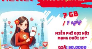 Đăng ký gói cước FT50 Viettel: Có 7GB, gọi nội mạng, dùng 7 ngày