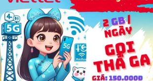 Gói cước V150B Viettel: Ưu đãi 2GB/ngày, gọi thả ga, dùng 30 ngày, giá 150k