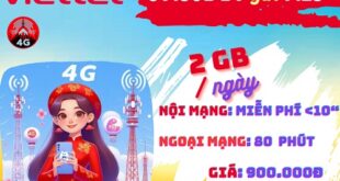 Gói cước 6V150B Viettel: có 2GB mỗi ngày, gọi miễn phí, dùng 6 tháng