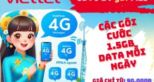 Các gói cước 1.5GB DATA tốc độ cao mỗi ngày của Viettel đang cung cấp