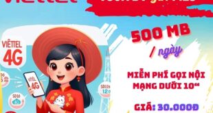 Gói cước V30X Viettel: có 500MB mỗi ngày, gọi nội mạng thả ga, dùng 7 ngày