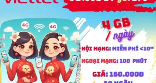 Gói cước 5G160B Viettel có ngay 4GB mỗi ngày, gọi thả ga, dùng 30 ngày