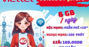 Đăng ký gói cước 5G180B Viettel có ngay 6GB mỗi ngày, gọi thả ga, tốc độ nhanh 5G