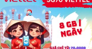 Gói cước 5G70 Viettel nhận ưu đãi 8GB data mỗi ngày, suốt 1 tuần