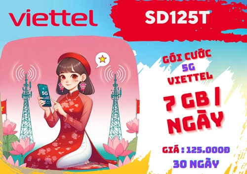 Gói cước SD125T Vietttel nhận ưu đãi 300GB data chỉ 125k lên tới 10GB mỗi ngày