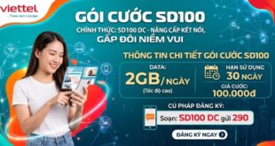 Gói Cước SD100 Viettel – 100K Có 2GB/Ngày Cho Cả Trả Trước Và Trả Sau