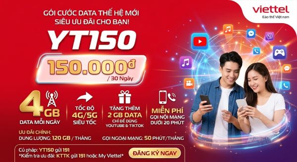 Gói Cước YT150 Viettel Là Gì? Hướng Dẫn Đăng Ký Và Sử Dụng Chi Tiết 2026
